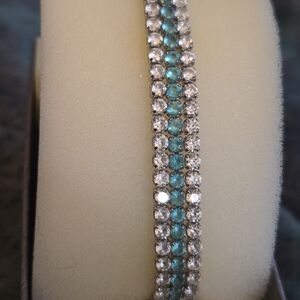 Elegant Silver and Blue Crystal Bracelet